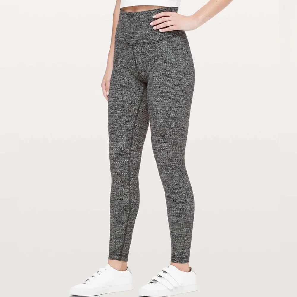 Lululemon Wunder Under high waisted full length Gray knit Leggings size 8